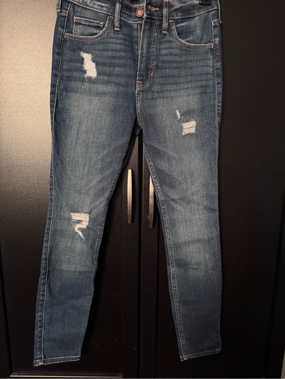 Hollister Distressed Dark Blue Skinny Jeans